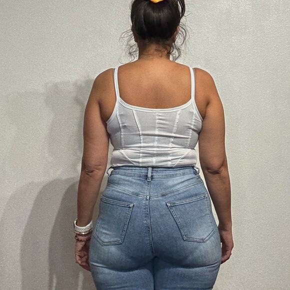 Free People Intimately White Ribbed Thong Bodysuit Sz M - Picture 12 of 14